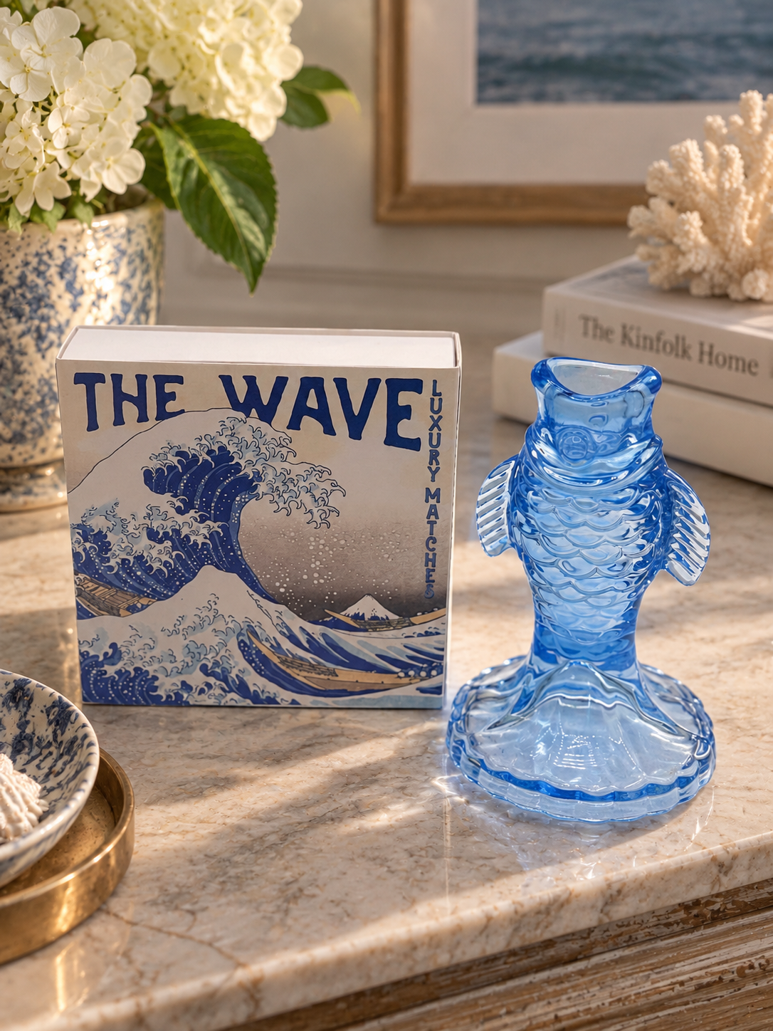 Blue Fish | Glass Candle Holder