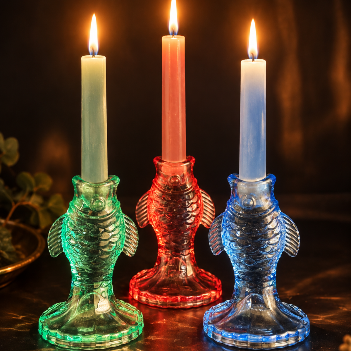 Pink/Red Fish | Glass Candle Holder