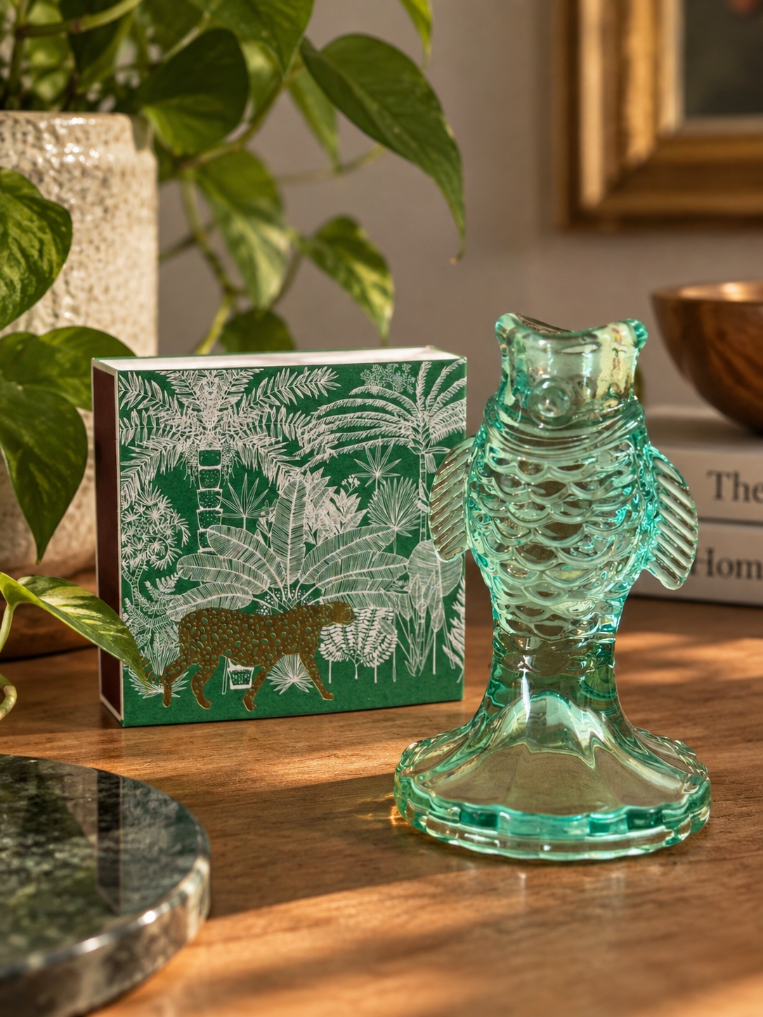 Green Fish | Glass Candle Holder