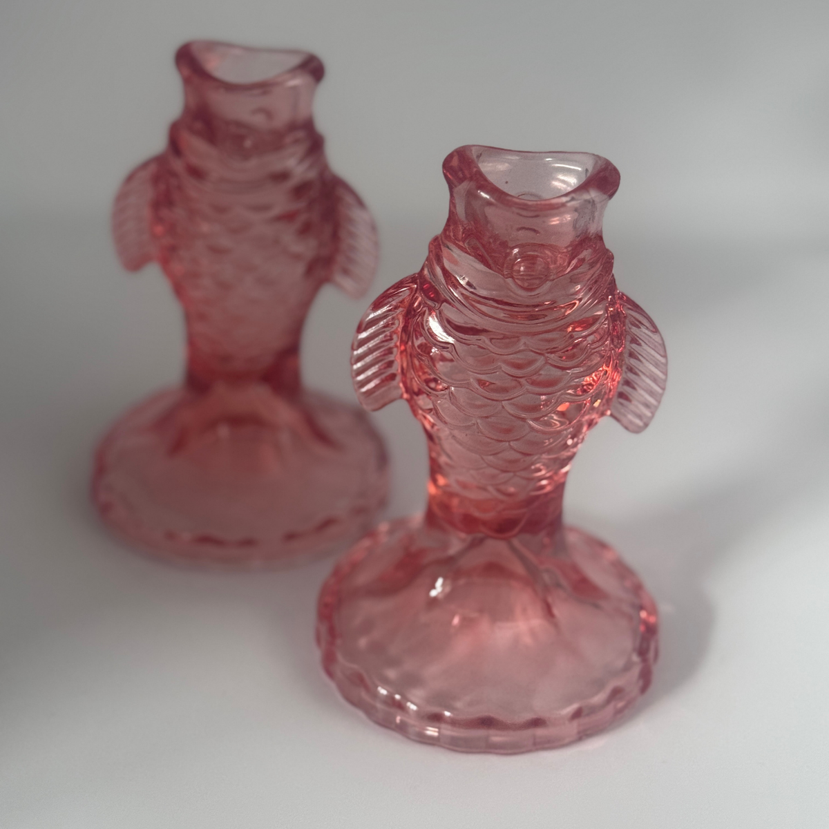 Pink/Red Fish | Glass Candle Holder